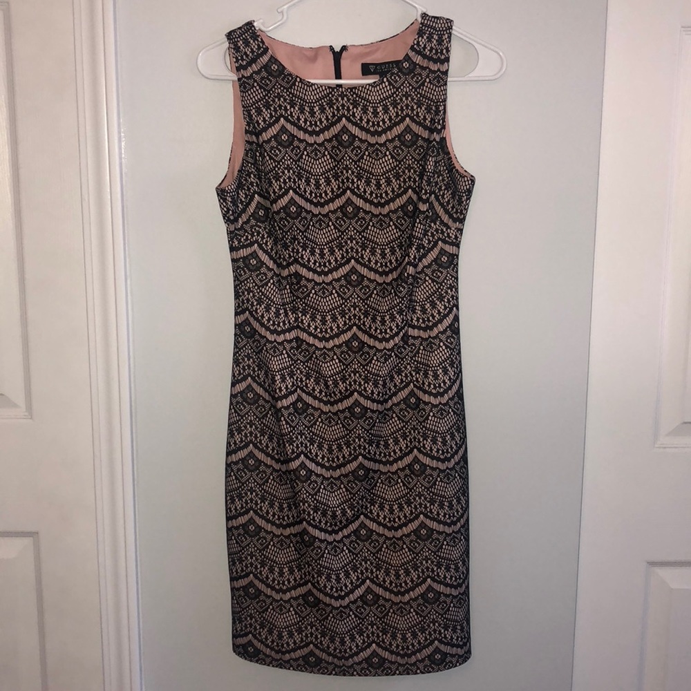 Guess- black/blush lace sheath dress